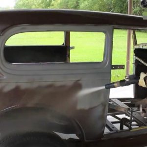 Sandblasting a classic car